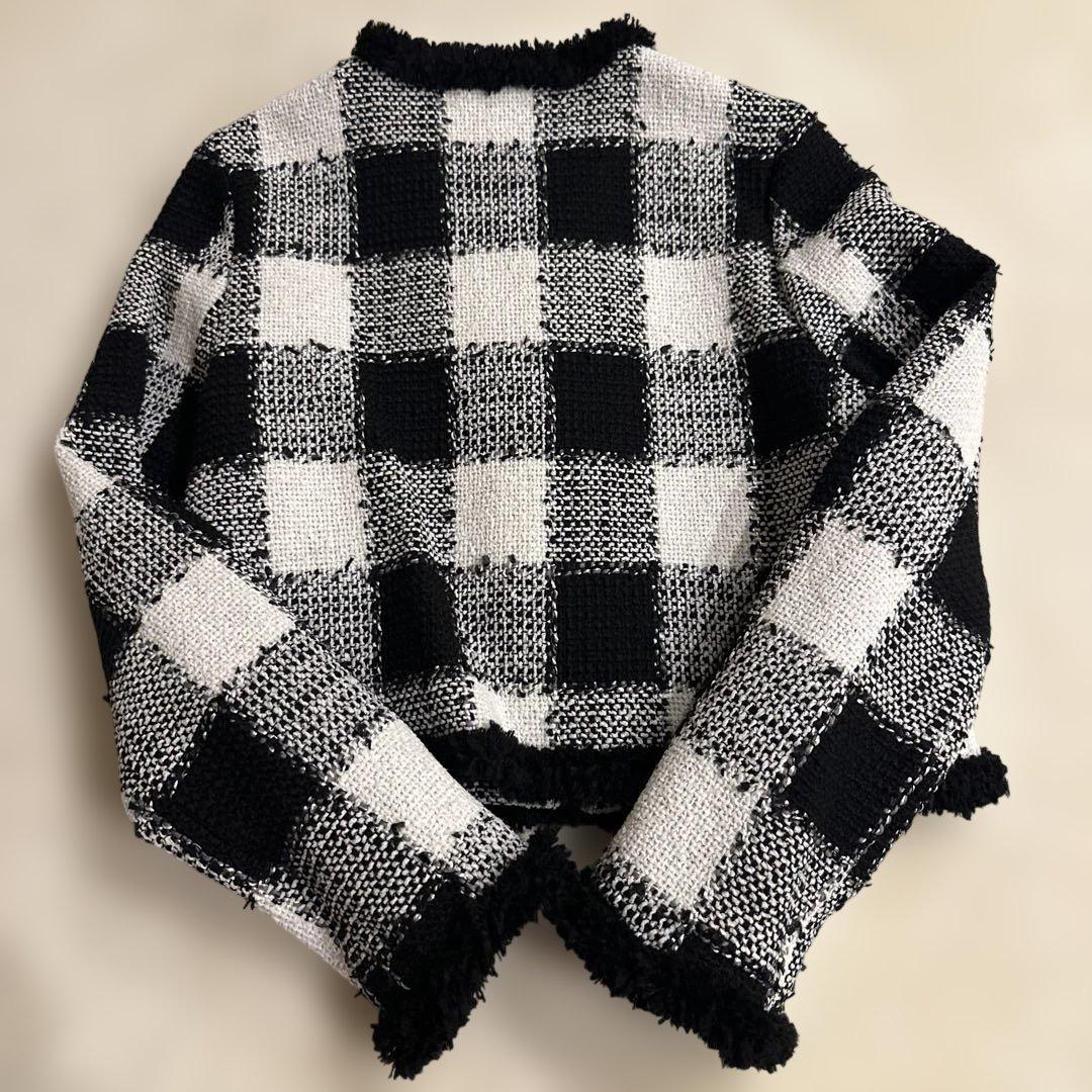 shéller チェック柄 ノーカラージャケット