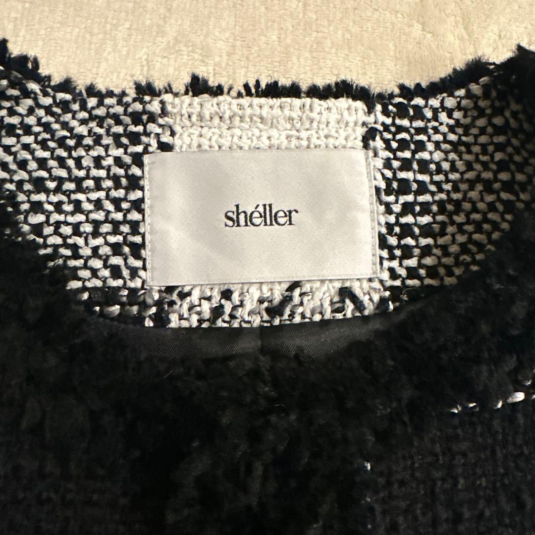 shéller チェック柄 ノーカラージャケット