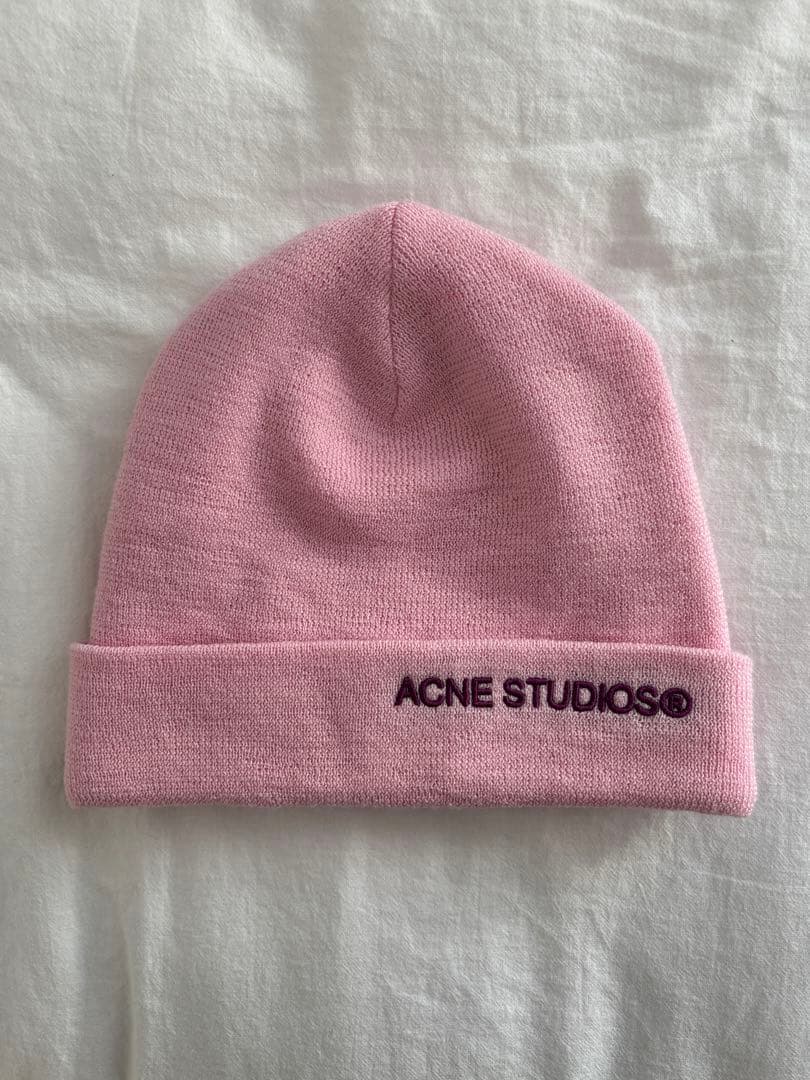 帽子 ACNE STUDIOS LOGO BEANIE - LIGHT PINK