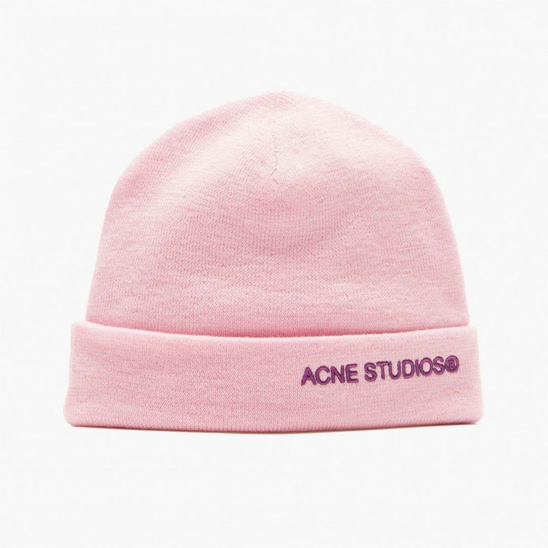 帽子 ACNE STUDIOS LOGO BEANIE - LIGHT PINK