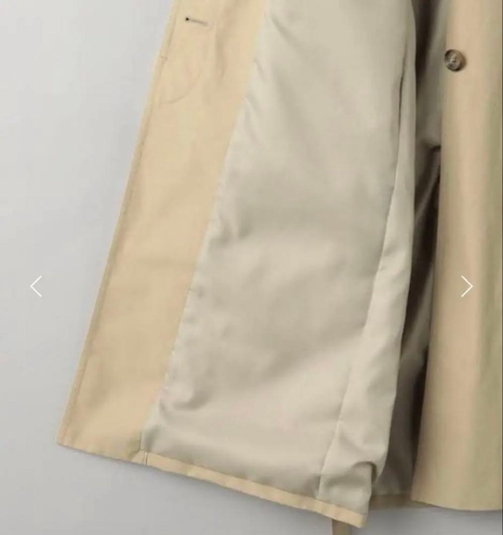 BEAUTY&YOUTH コットンナイロン ノーカラー ベルトコート 撥水加工