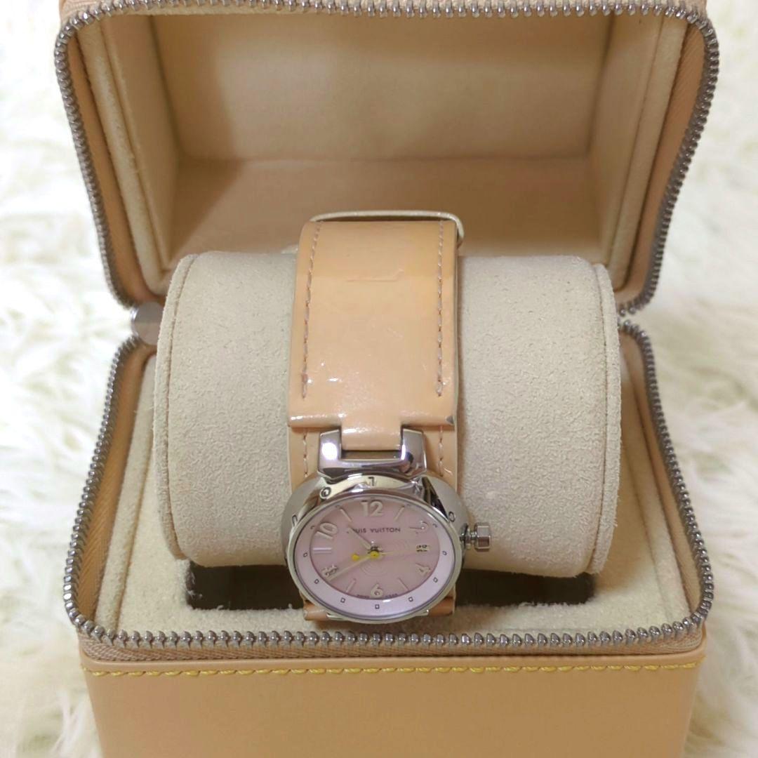 【箱付】LOUISVUITTON タンブール デイト ピンクシェル ダイヤル