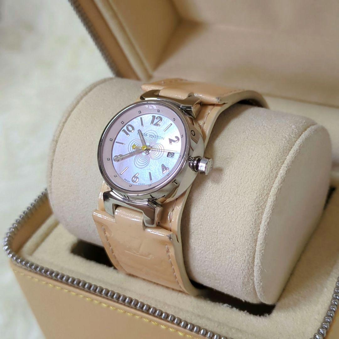 【箱付】LOUISVUITTON タンブール デイト ピンクシェル ダイヤル