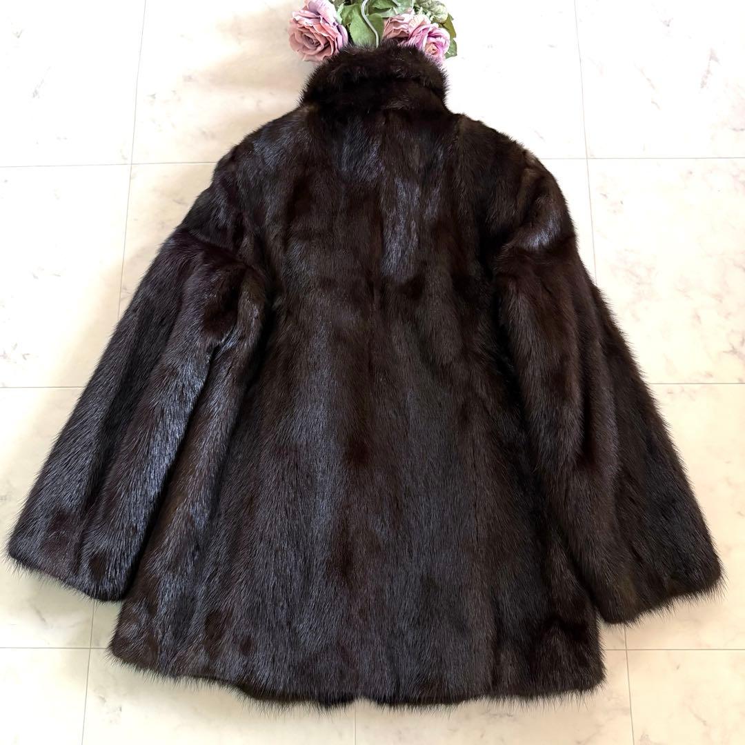 マホガニーミンク ハーフ ファーコート リアルファー 毛皮 毛並◎ なめし柔らか
