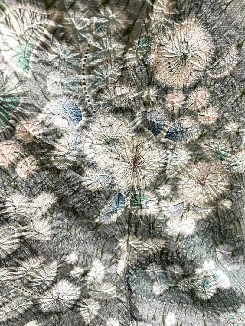 作家物 総絞り 辻が花 大島紬 訪問着 紋なし ガード加工