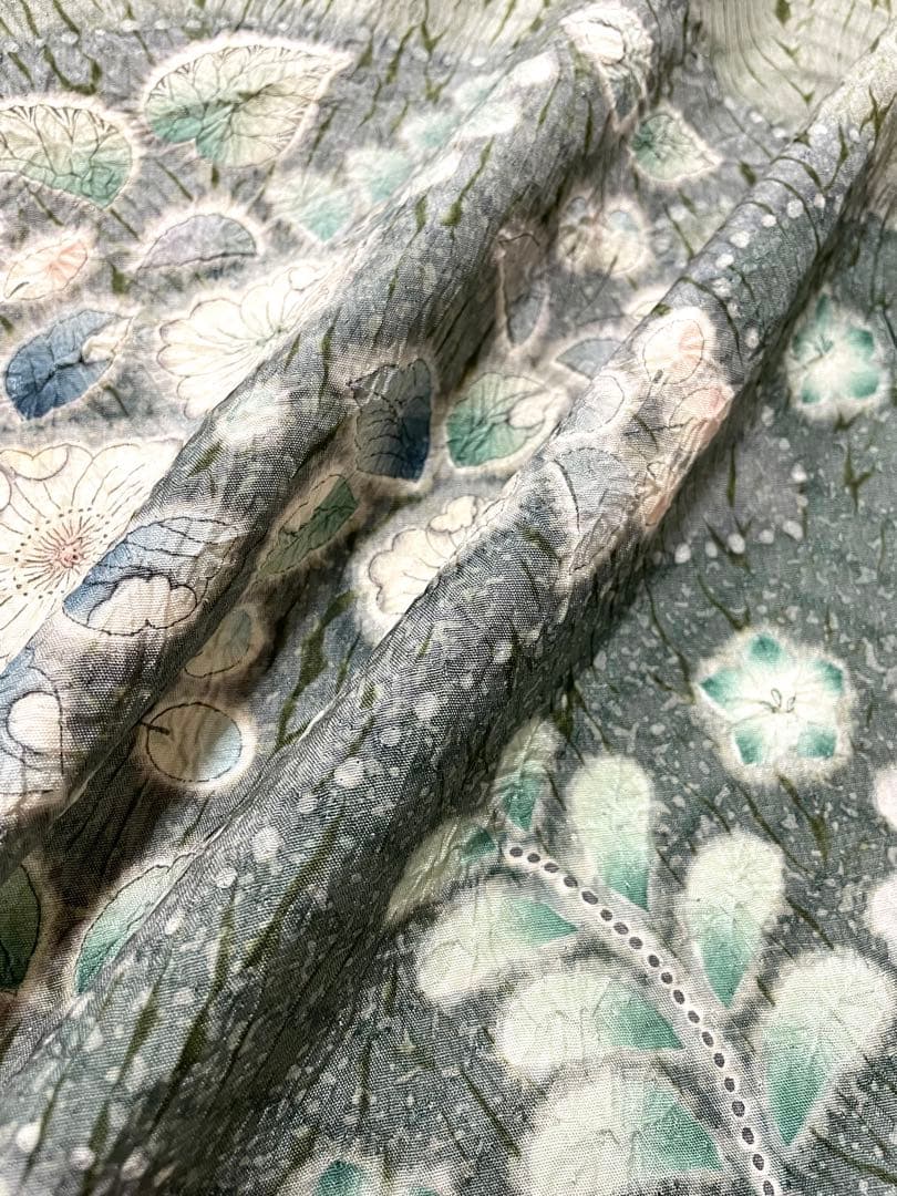 作家物 総絞り 辻が花 大島紬 訪問着 紋なし ガード加工