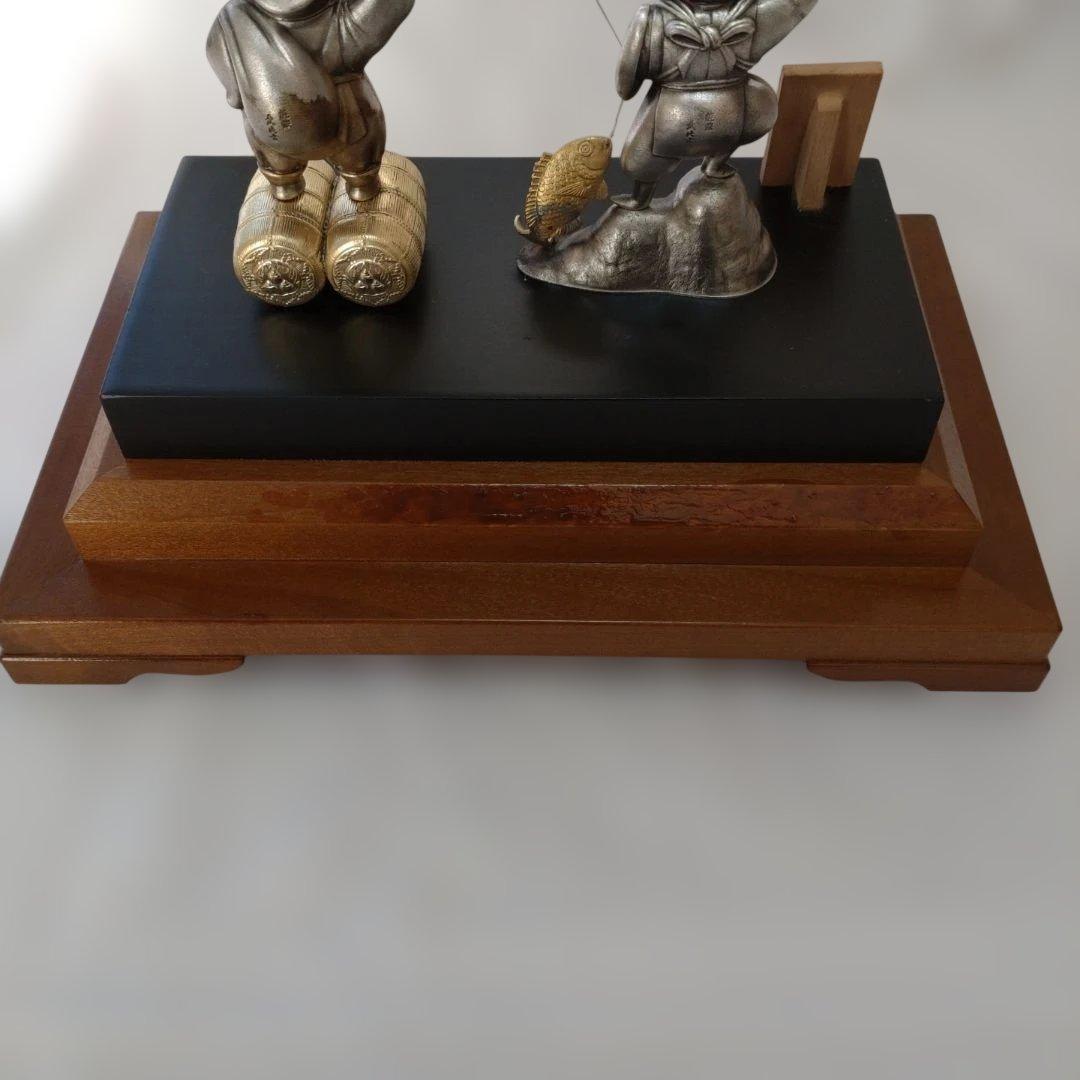 初代 武比古作　純銀 大黒天 恵比須　インテリア 縁起物 刻印有り 箱・説明書付