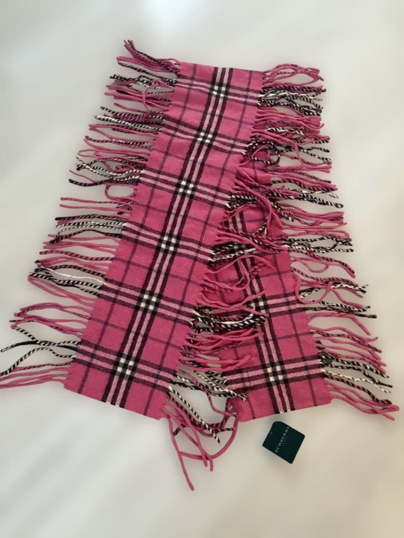 バーバリーロンドン　カシミヤ100% ピンクチェック　マフラー　イギリス製