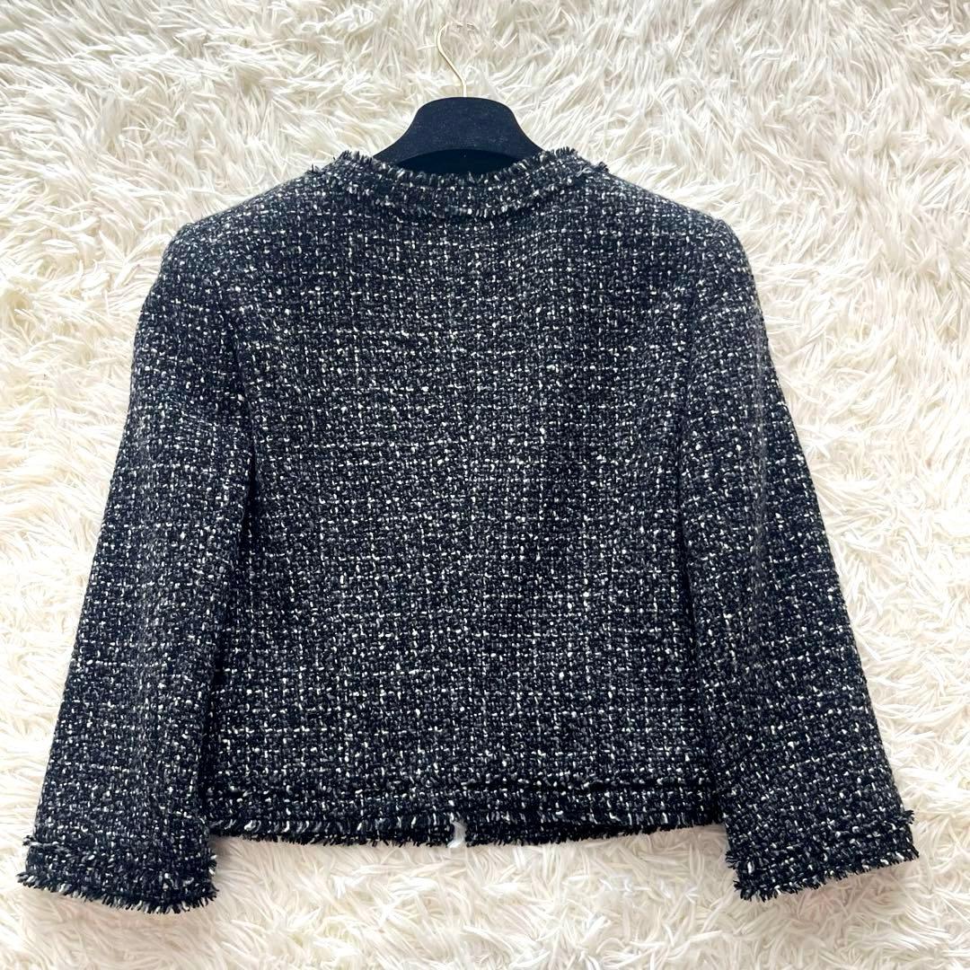 【訳あり】フォクシーブティック ツイードジャケット ノーカラー フリンジ