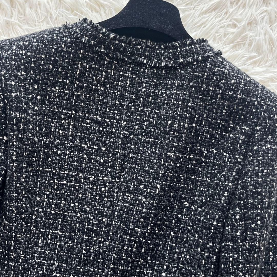 【訳あり】フォクシーブティック ツイードジャケット ノーカラー フリンジ