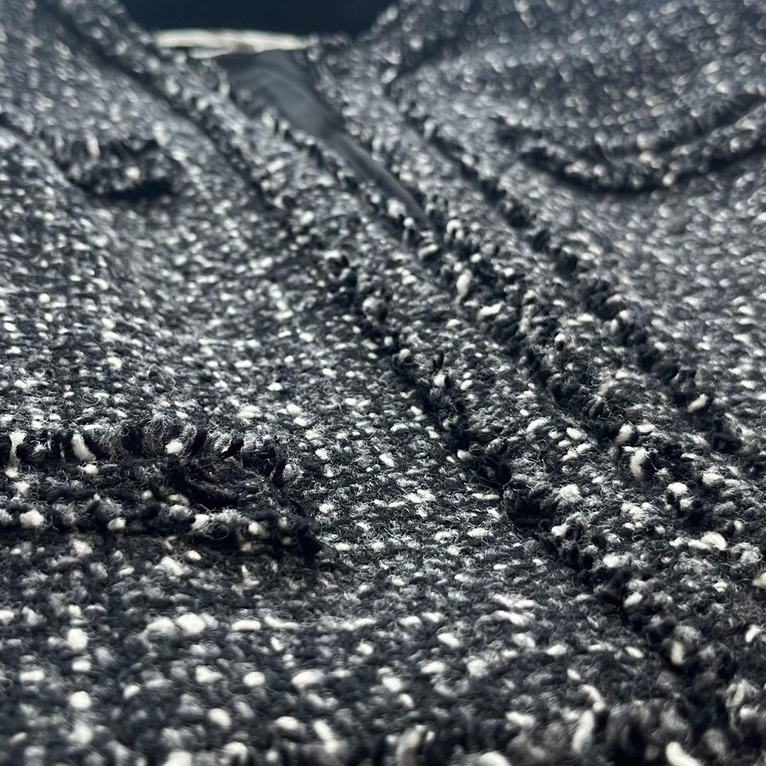 【訳あり】フォクシーブティック ツイードジャケット ノーカラー フリンジ