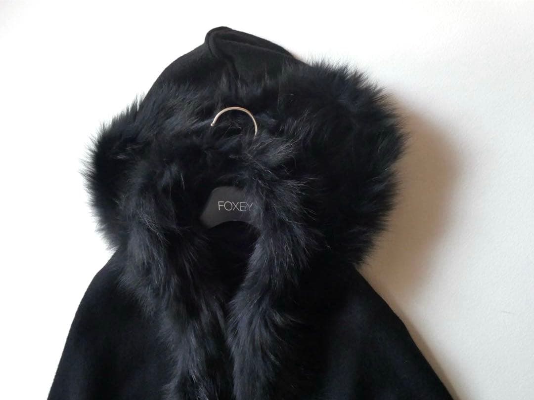 MOGA モガ ブルーFOX ウール×カシミヤ　ポンチョ ショール ブラック