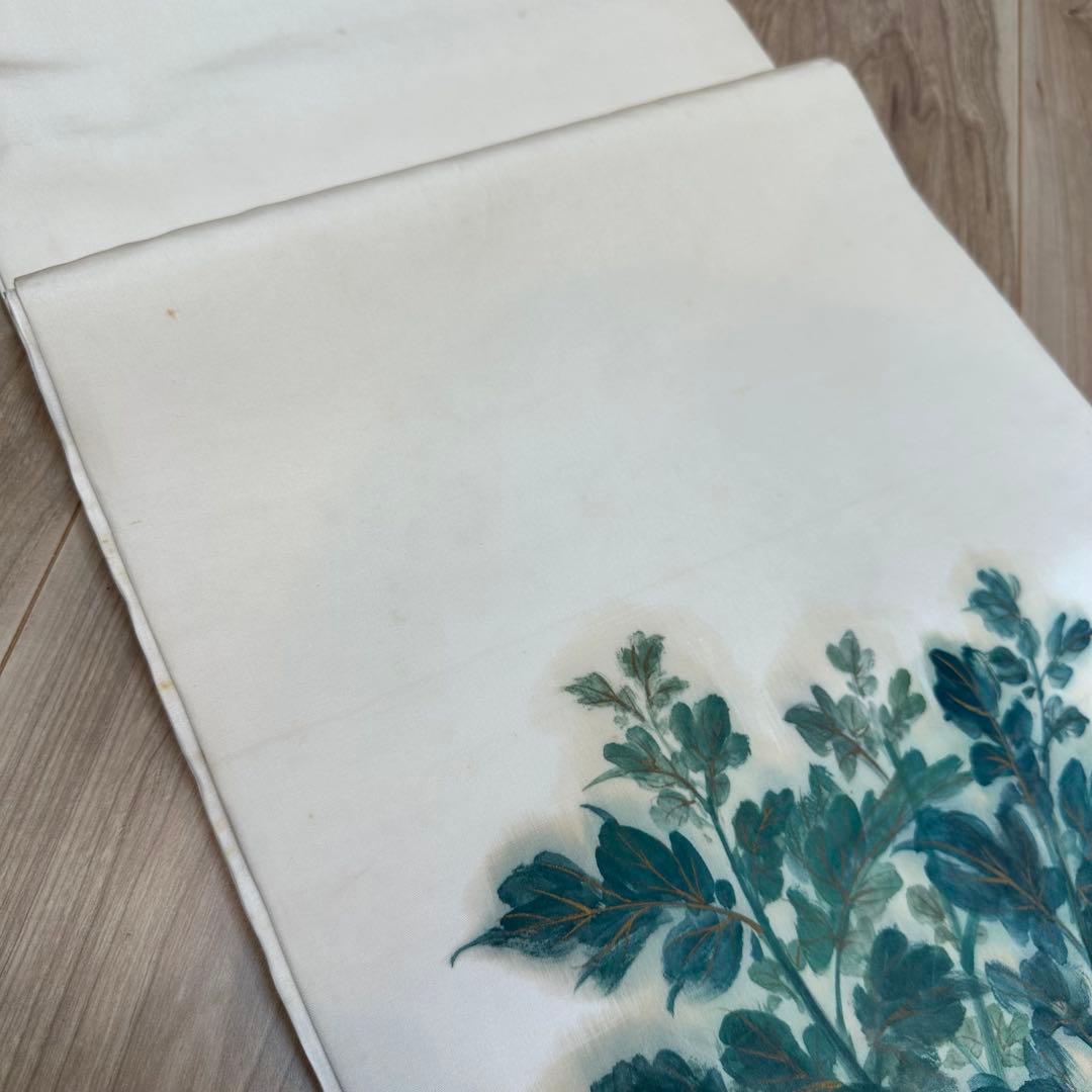 ヴィンテージ　正絹　着物 和服　袋帯　手書き 386 大輪の菊　赤紫　緑