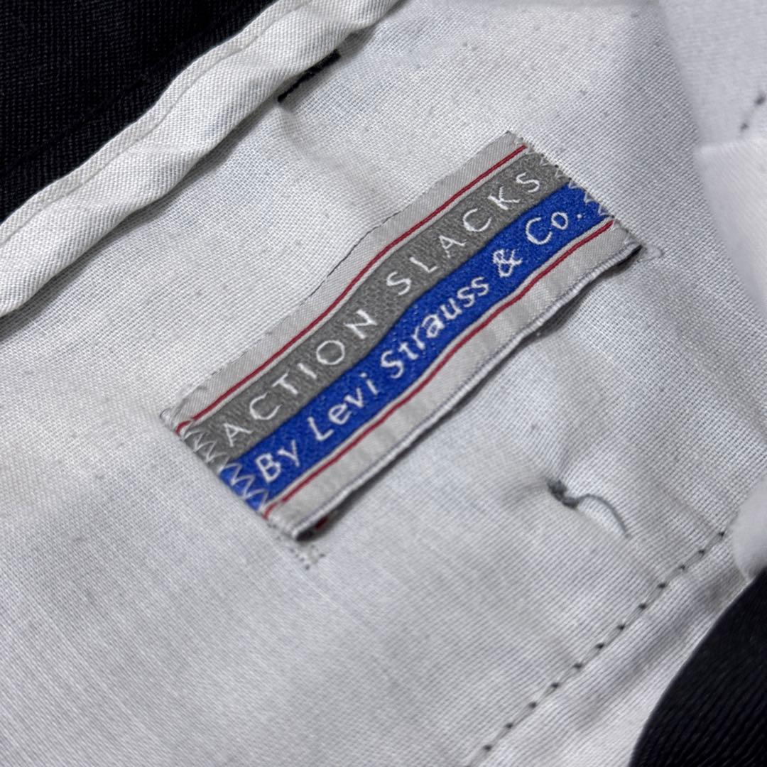 90s USA製Levi's アクションスラックス ブラック黒W38L30 古着