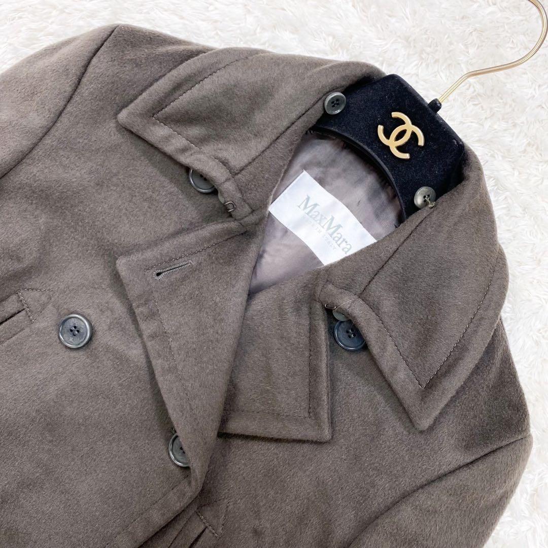 極美品！Max Mara キャメル100% ダブルチェスターコート 襟ファー M