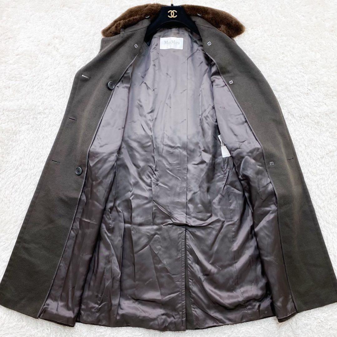 極美品！Max Mara キャメル100% ダブルチェスターコート 襟ファー M