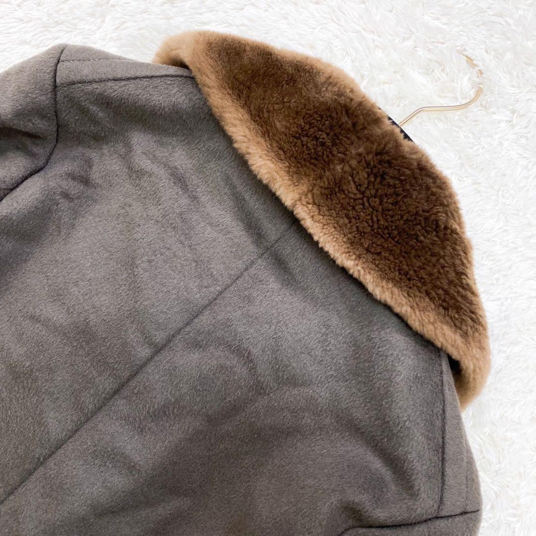 極美品！Max Mara キャメル100% ダブルチェスターコート 襟ファー M