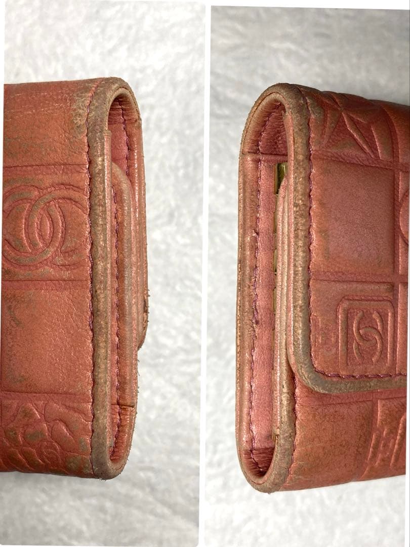 CHANEL シャネル　アイコンライン　レザー　6連キーケース　ピンク系