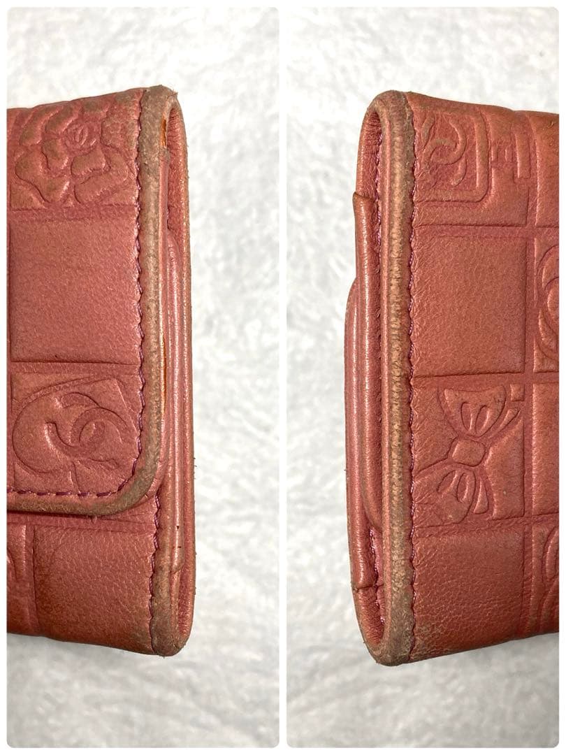 CHANEL シャネル　アイコンライン　レザー　6連キーケース　ピンク系