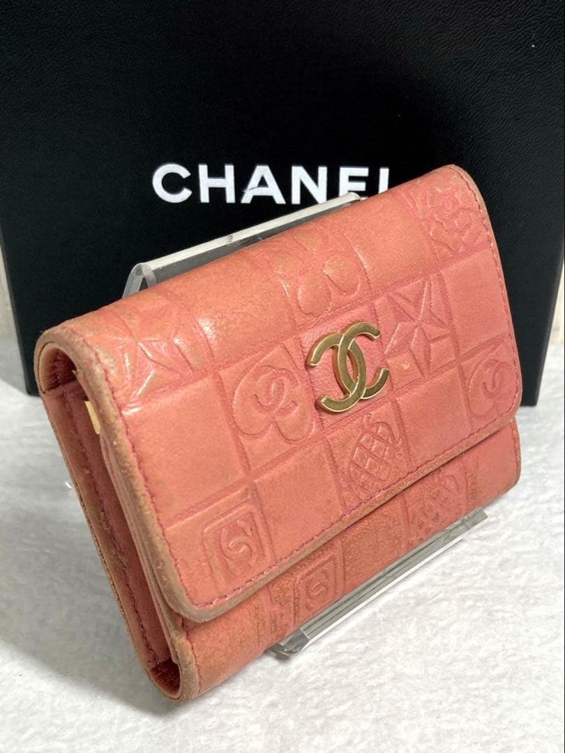 CHANEL シャネル　アイコンライン　レザー　6連キーケース　ピンク系