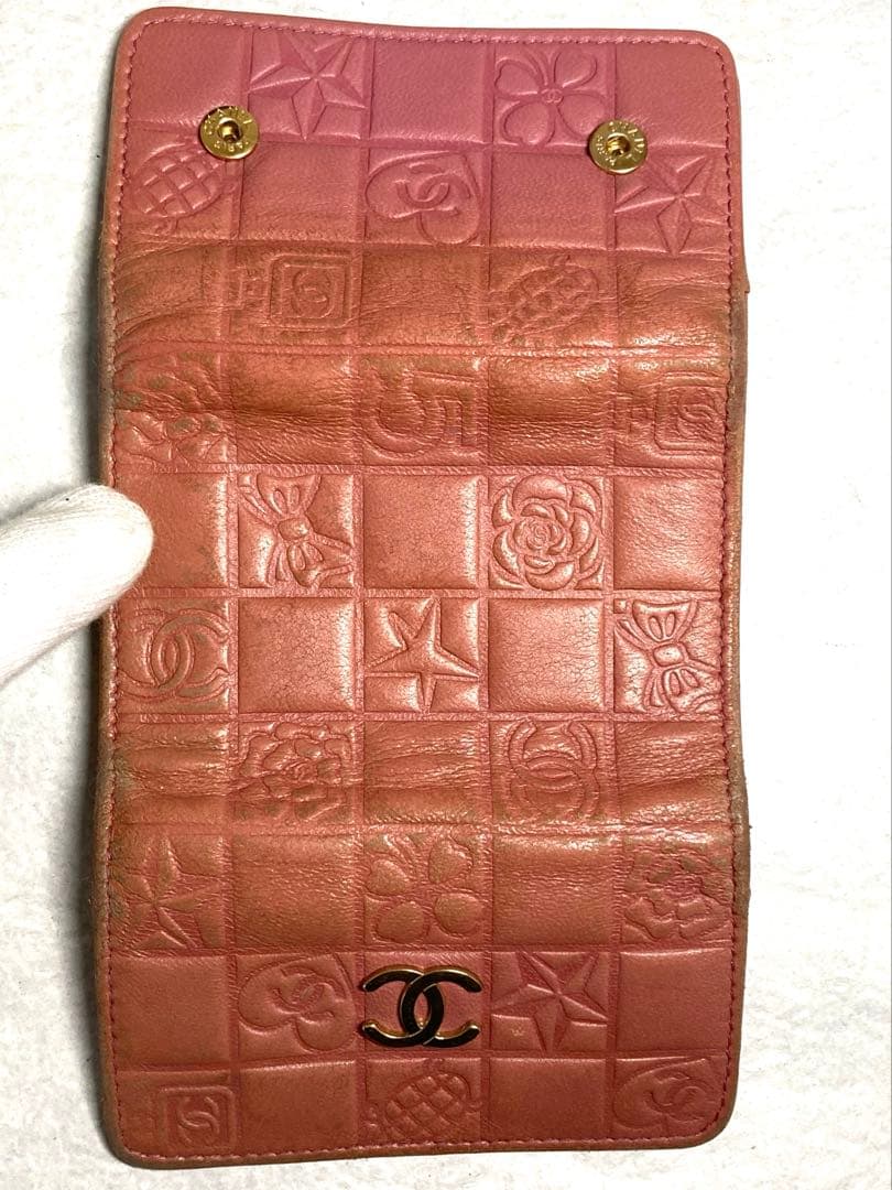 CHANEL シャネル　アイコンライン　レザー　6連キーケース　ピンク系