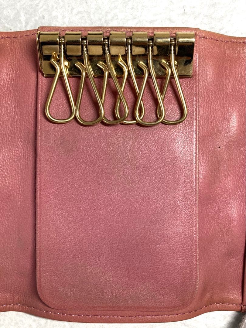 CHANEL シャネル　アイコンライン　レザー　6連キーケース　ピンク系