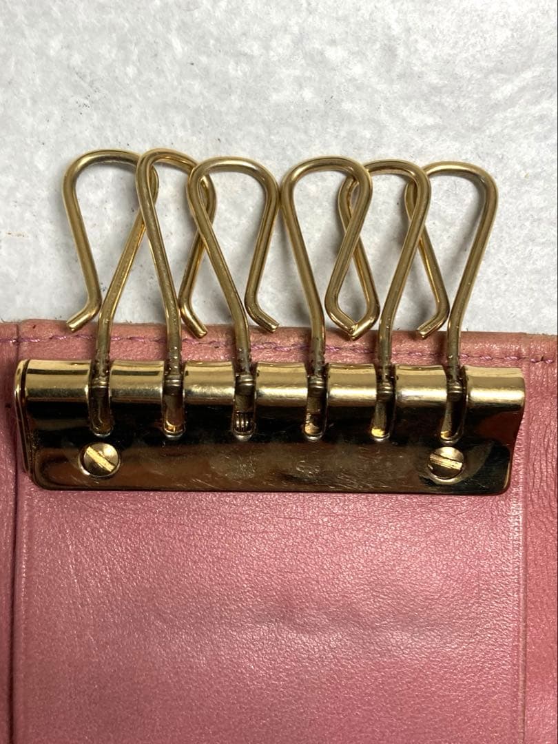 CHANEL シャネル　アイコンライン　レザー　6連キーケース　ピンク系