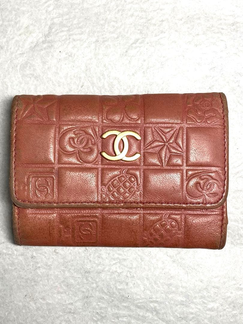 CHANEL シャネル　アイコンライン　レザー　6連キーケース　ピンク系