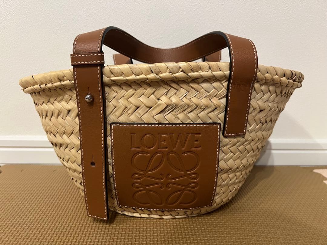 【LOEWE】ロエベ　カゴバッグ　スモール ナチュラル×ブラウン 保存袋付き