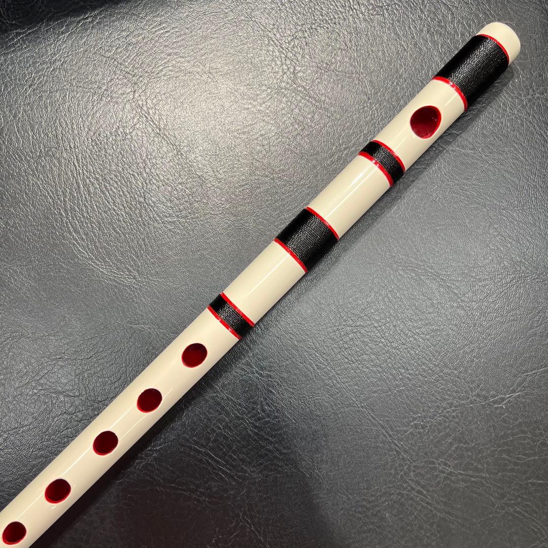 限定品！篠笛 白×黒×赤 古典調 七孔六本調子 お囃子 祭り