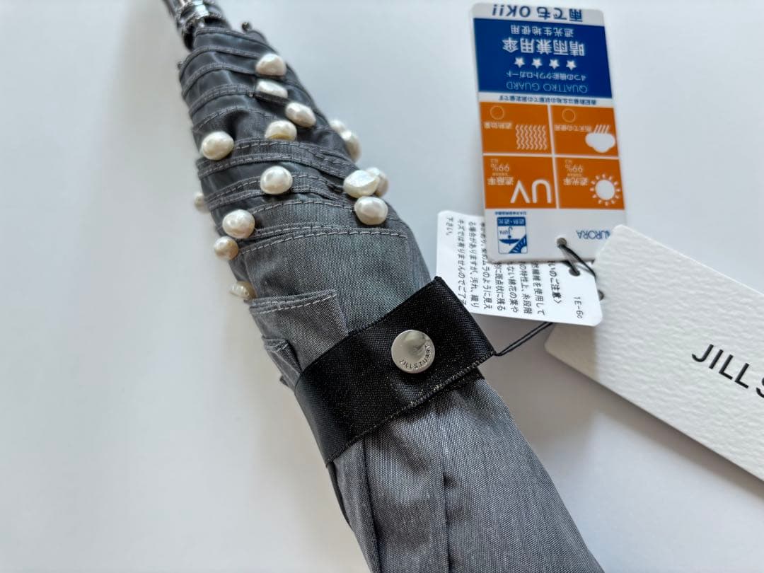 【新品】ジルスチュアート　日傘　ランダムパール付き　晴雨兼用傘　折りたたみ傘