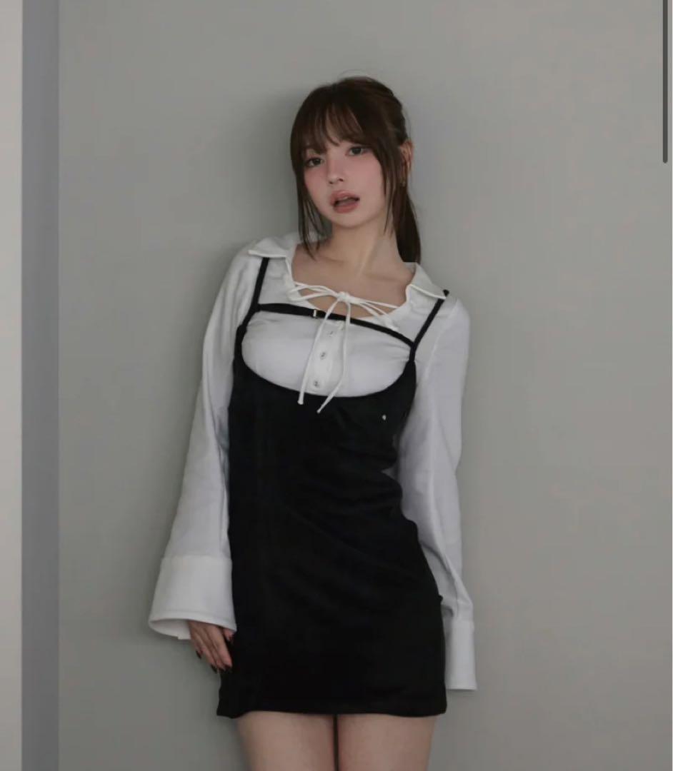 ワンピース Andmary Betty velour mini dress black