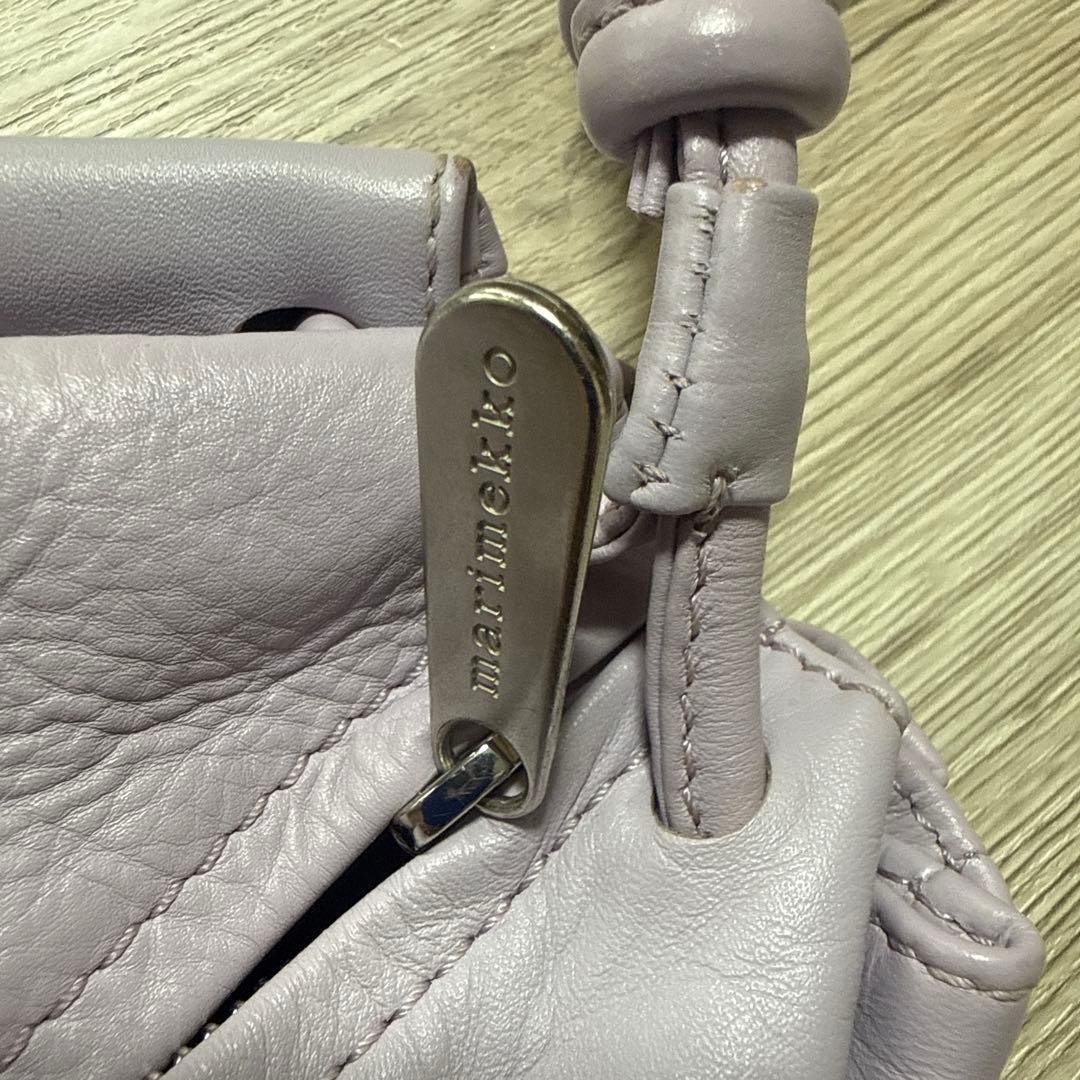 値下【marimekko】　KARLA 薄紫 レザー ショルダーバッグ