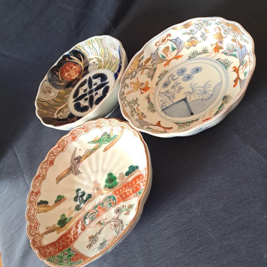 「ご成約者」です。 色絵古伊万里 皿3客セット 骨董アンテ