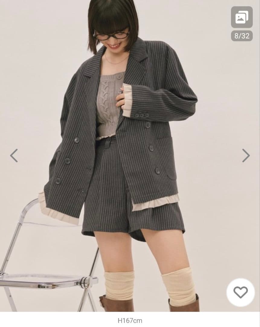 loin nuit　フリルレイヤードデザインジャケット　ネイビー