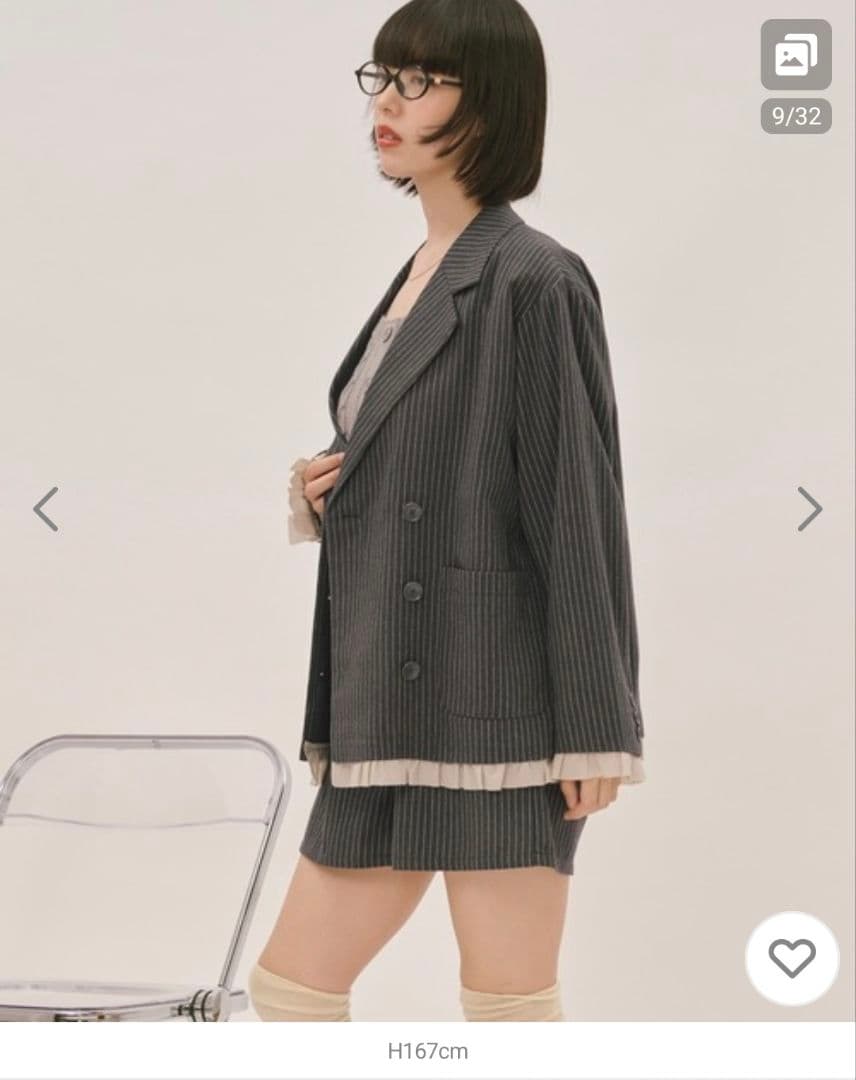 loin nuit　フリルレイヤードデザインジャケット　ネイビー