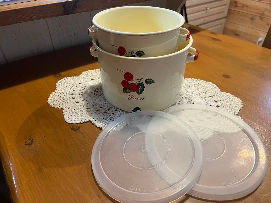 さくぱるさん専用チェリー柄ホーロー♪保存容器2個セット♪マニー風⭐︎倉敷意匠計画室