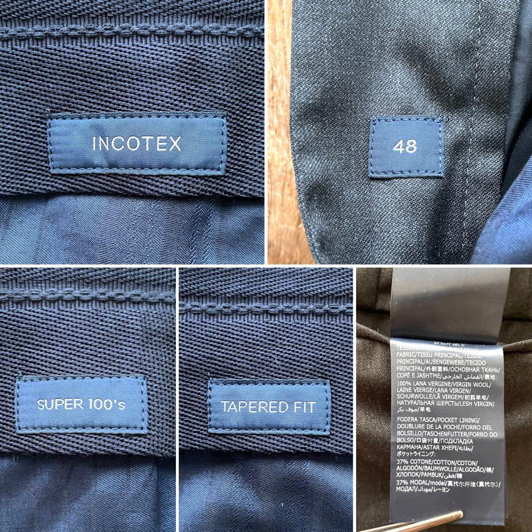 【極美品】INCOTEX SUPER100'S ウール スラックス パンツ 48