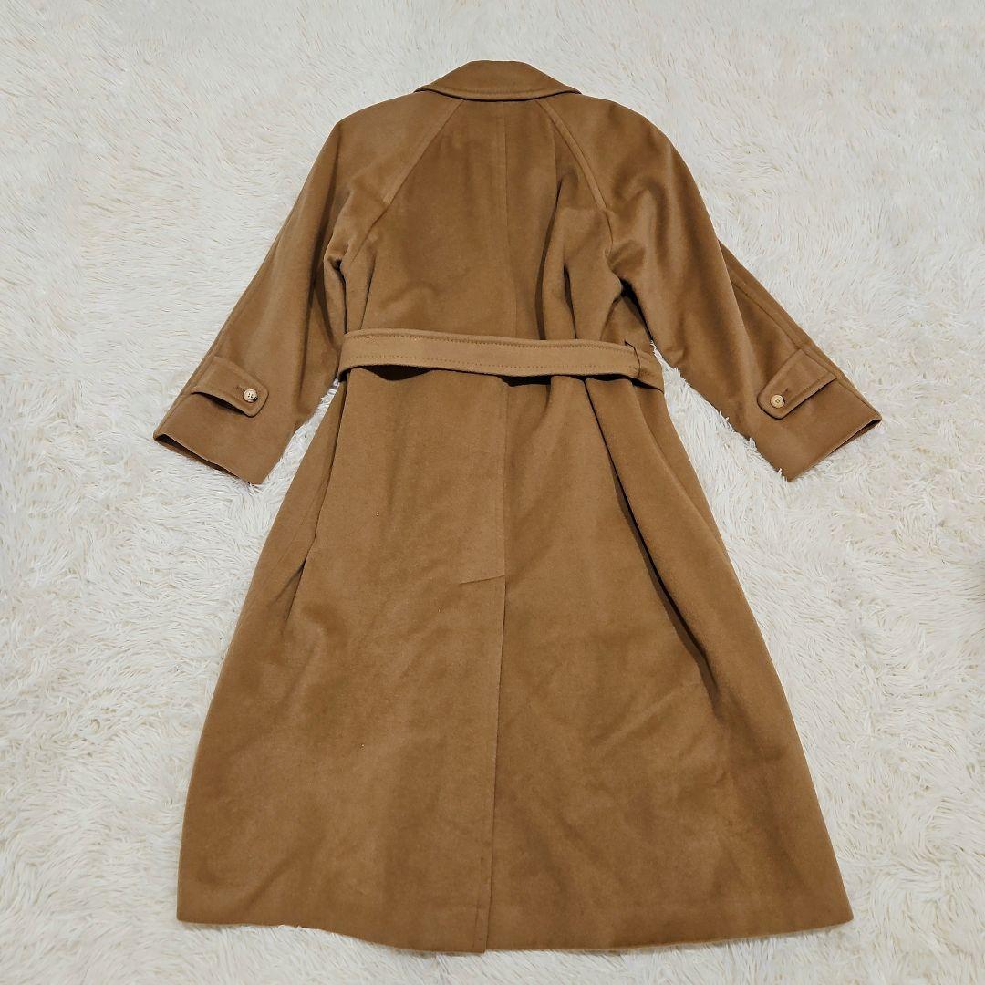 アクアスキュータム チェスターコート カシミヤ マキシ丈 ベルト キャメル