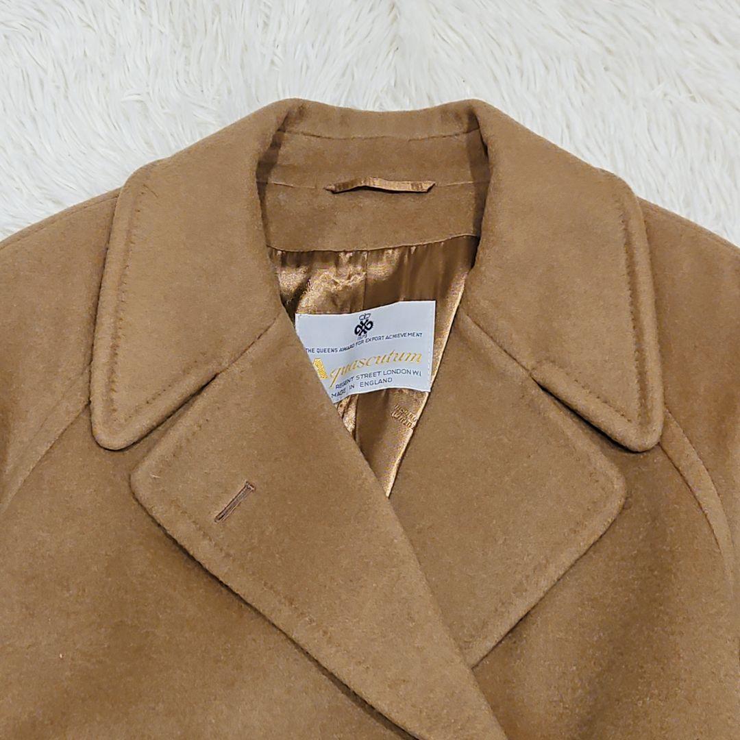 アクアスキュータム チェスターコート カシミヤ マキシ丈 ベルト キャメル