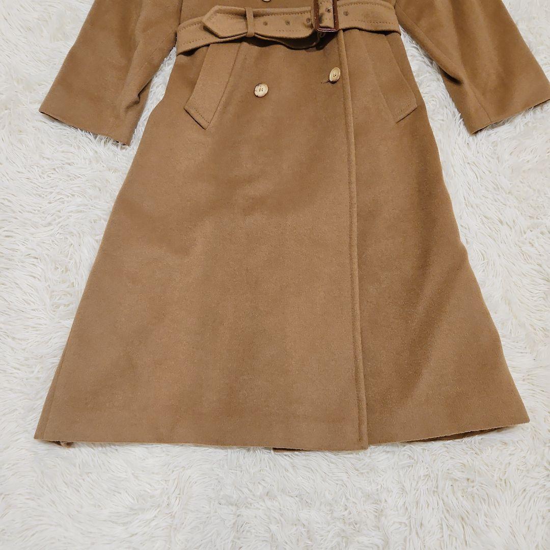アクアスキュータム チェスターコート カシミヤ マキシ丈 ベルト キャメル