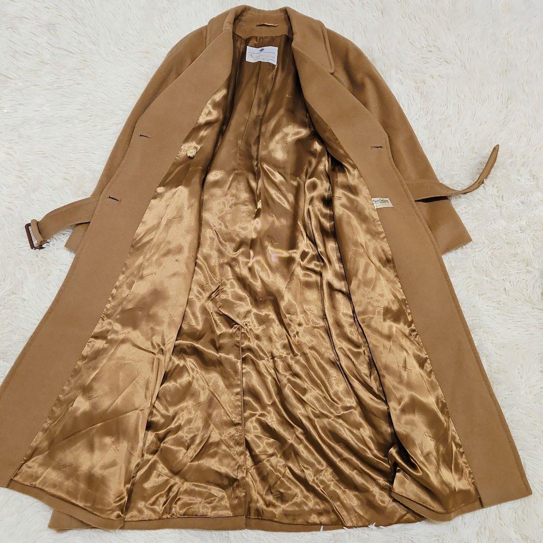 アクアスキュータム チェスターコート カシミヤ マキシ丈 ベルト キャメル