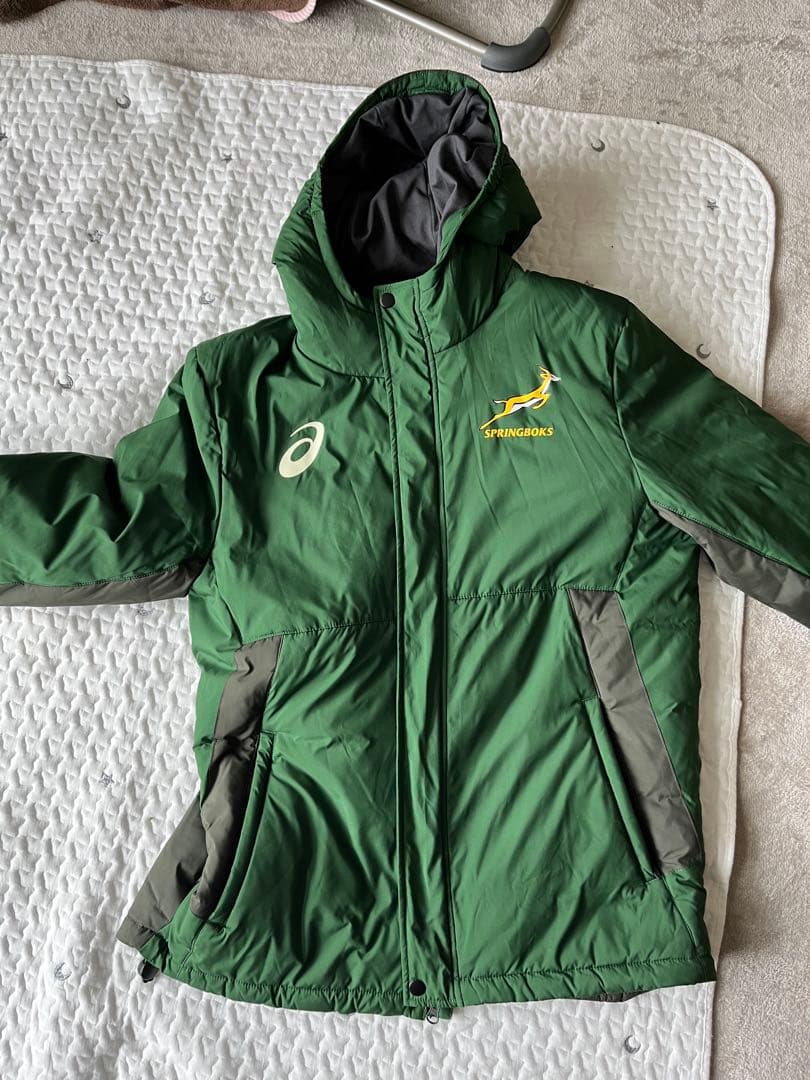 ラグビー　南アフリカ代表　ASICS フード付きダウンジャケット L
