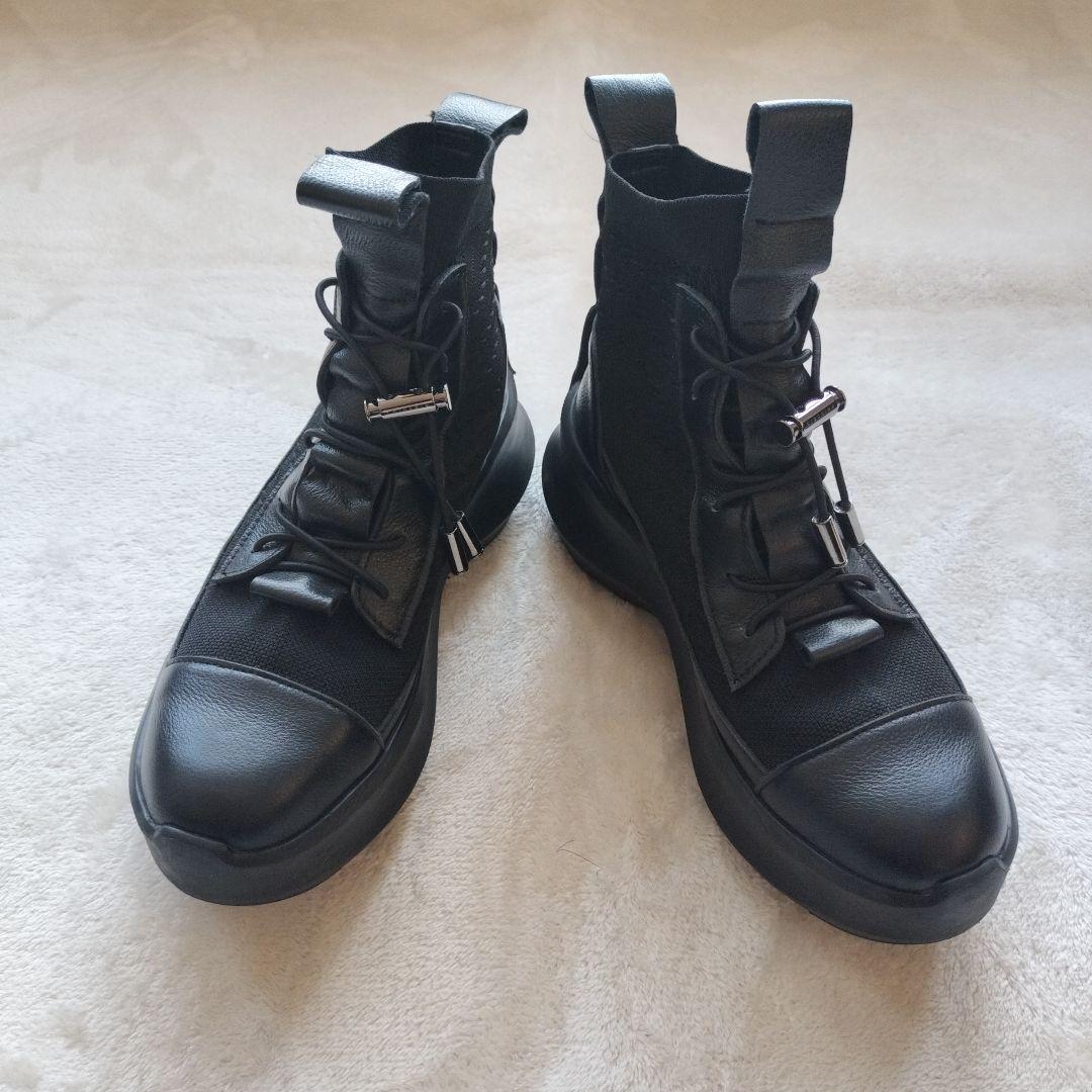 PRIDE 2024Sneakers ブラックMサイズレザー厚底メッシュレザー