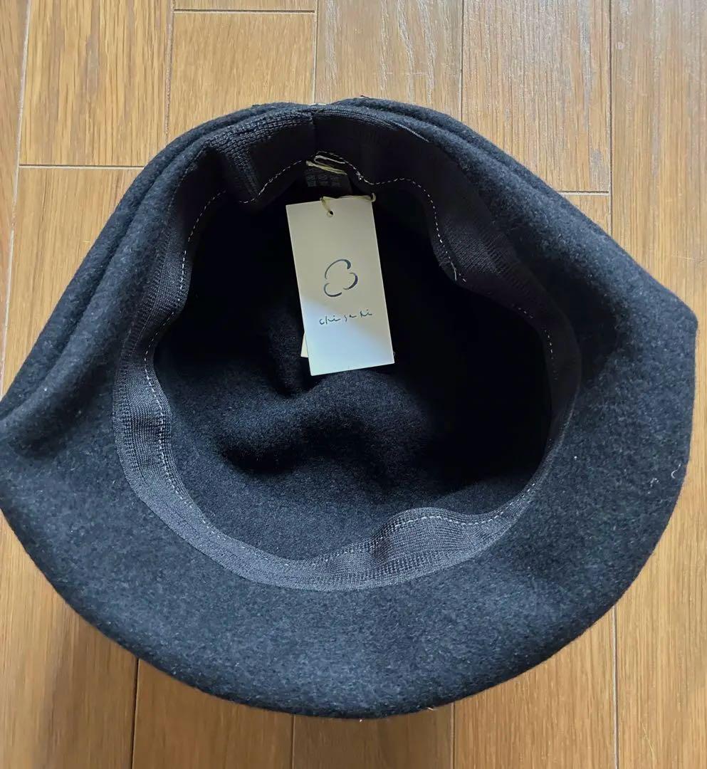 chisaki 帽子　Tieka ウール　カシミヤ　黒