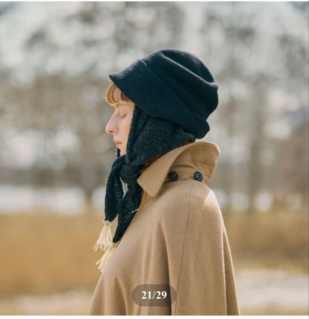 chisaki 帽子　Tieka ウール　カシミヤ　黒