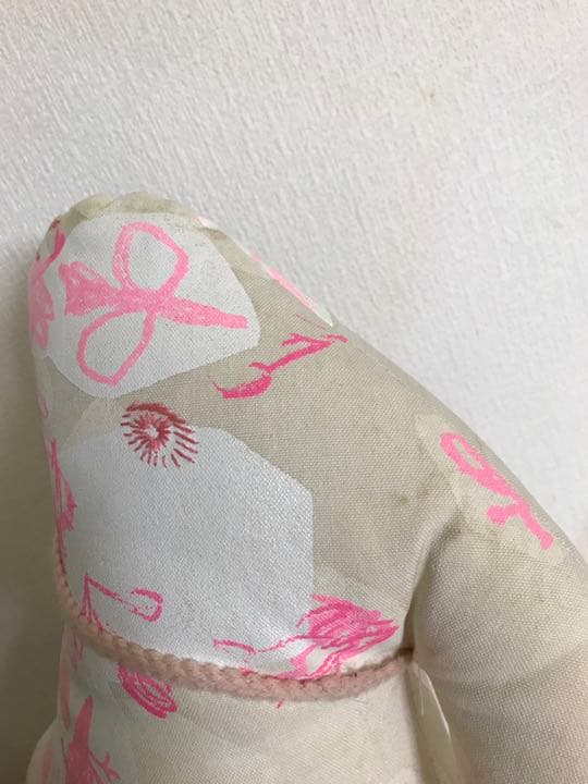 mina perhonen ミナペルホネン うさぎ クッション ピンク×ホワイト