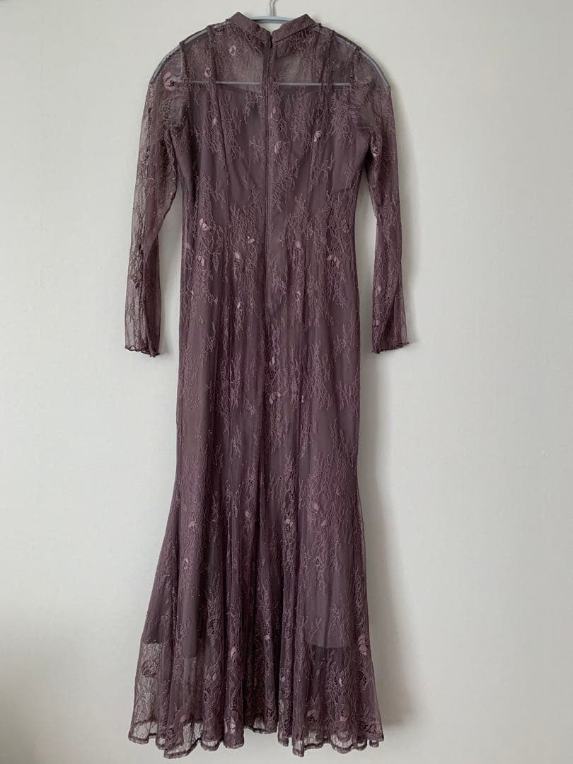 【Ꮲom】 レースベストレイヤードマーメイドパーティードレス Sチャコール