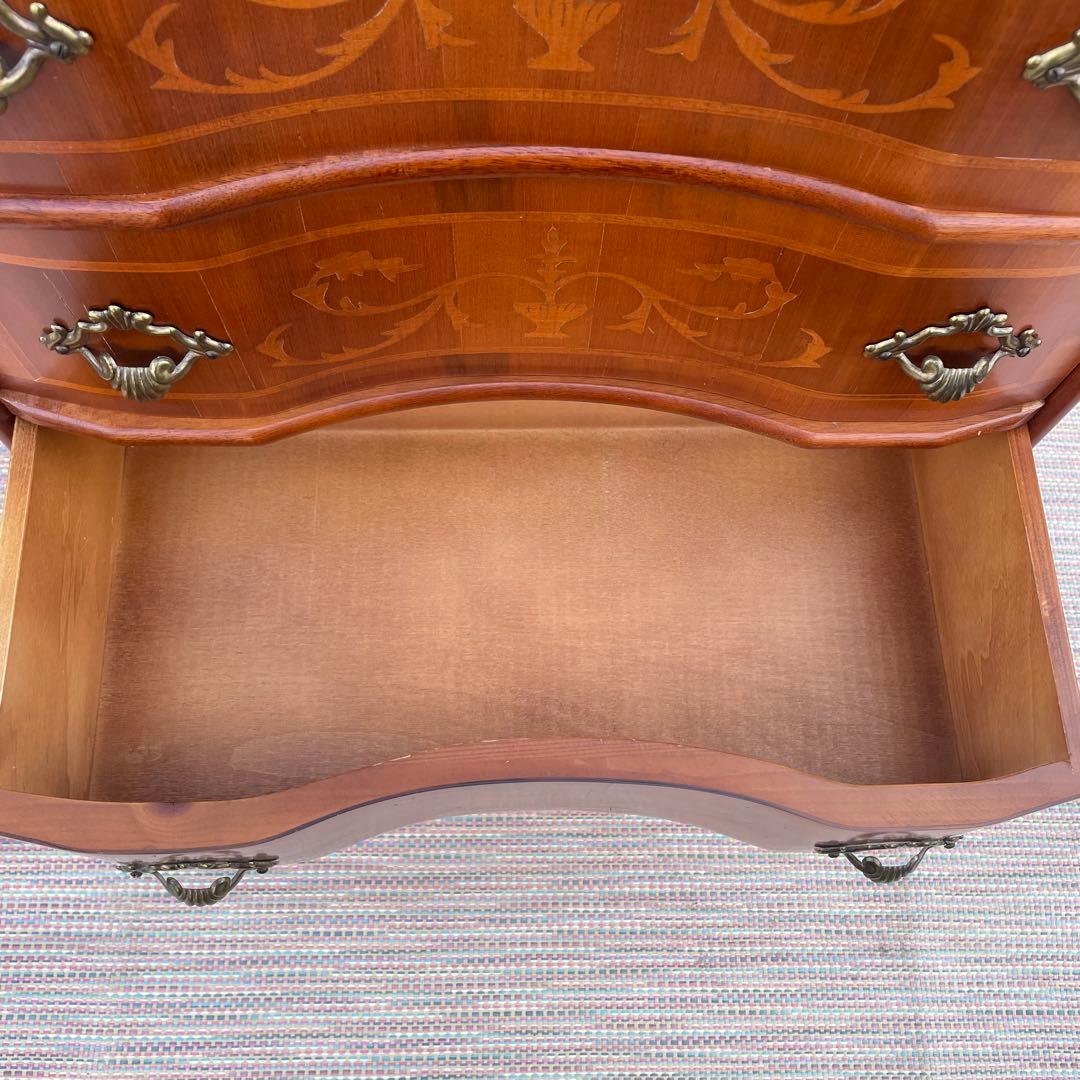 【送料込】アンティーク　象嵌細工　5段チェスト　イタリア調　ヴィンテージ　家具