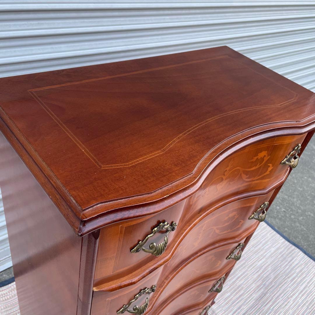 【送料込】アンティーク　象嵌細工　5段チェスト　イタリア調　ヴィンテージ　家具